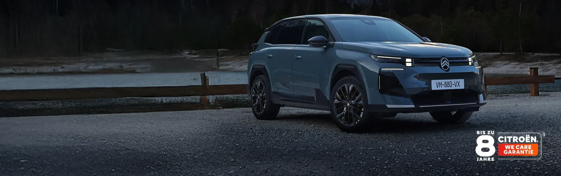 Darstellung des Citroen C5 mit einem Hinweis auf 8 Jahre Garantie.
